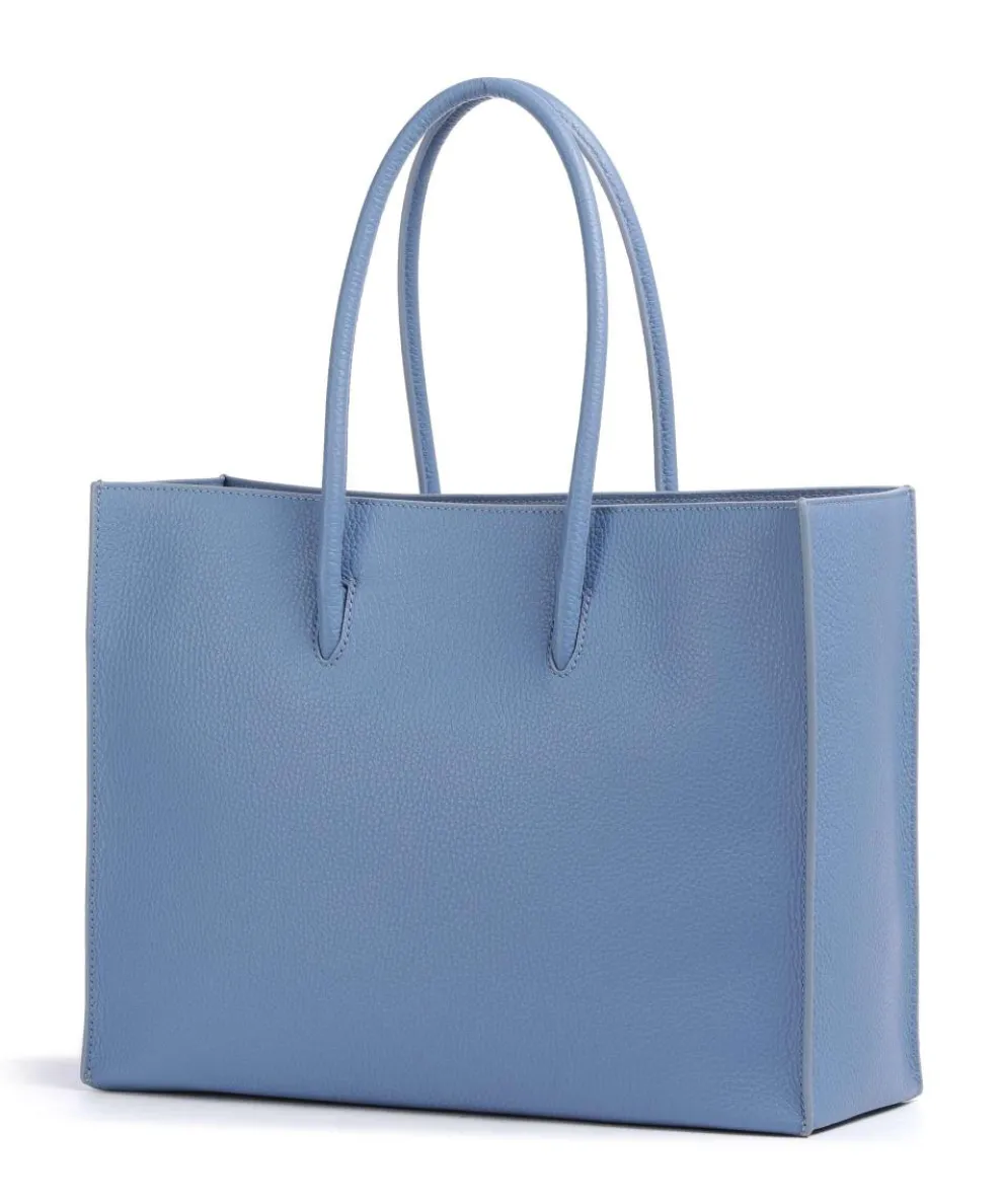 Myrtha Maxi Logo Tote bag grained leather blue