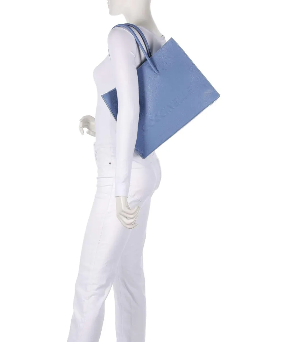 Myrtha Maxi Logo Tote bag grained leather blue