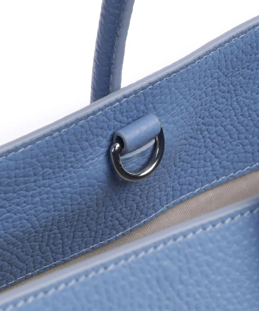 Myrtha Maxi Logo Tote bag grained leather blue