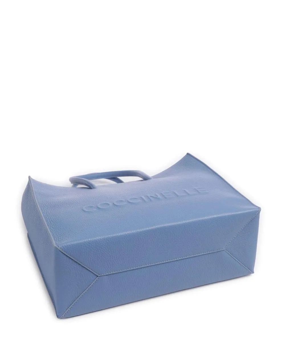 Myrtha Maxi Logo Tote bag grained leather blue