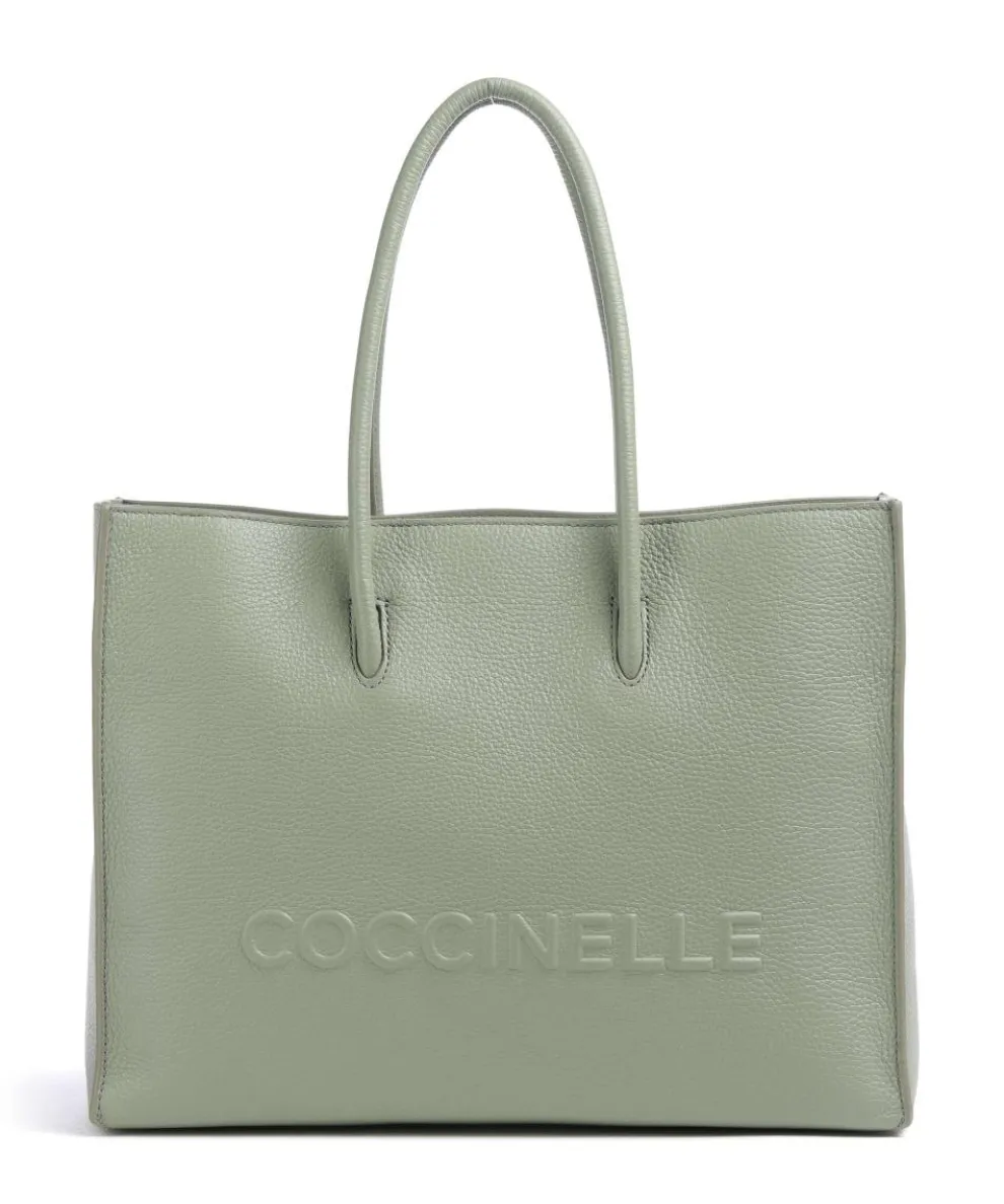Myrtha Maxi Logo Tote bag grained leather greygreen