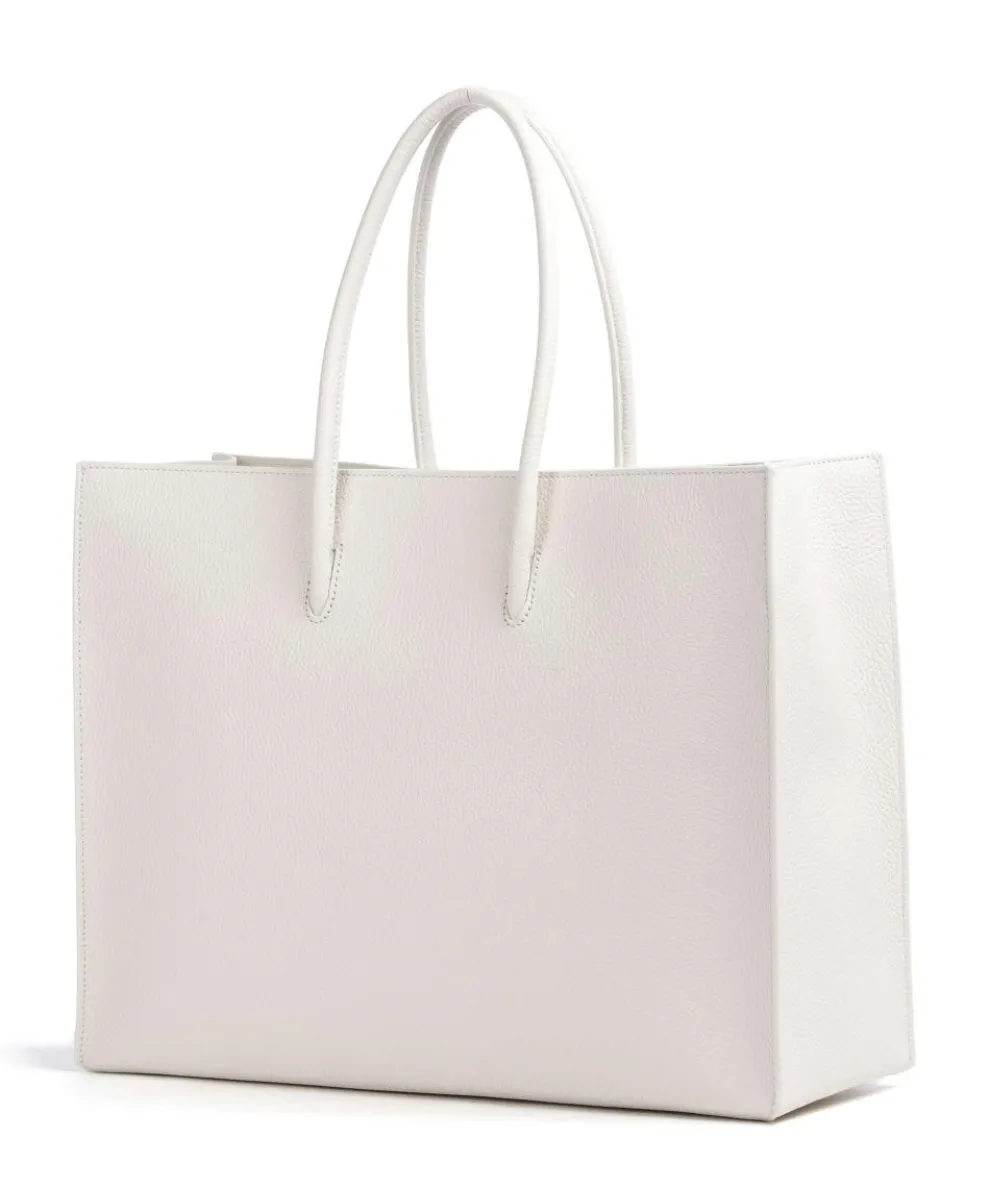 Myrtha Maxi Logo Tote bag grained cow leather white