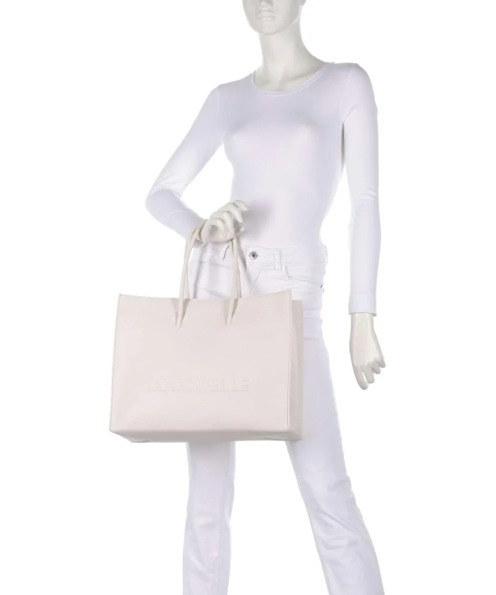 Myrtha Maxi Logo Tote bag grained cow leather white