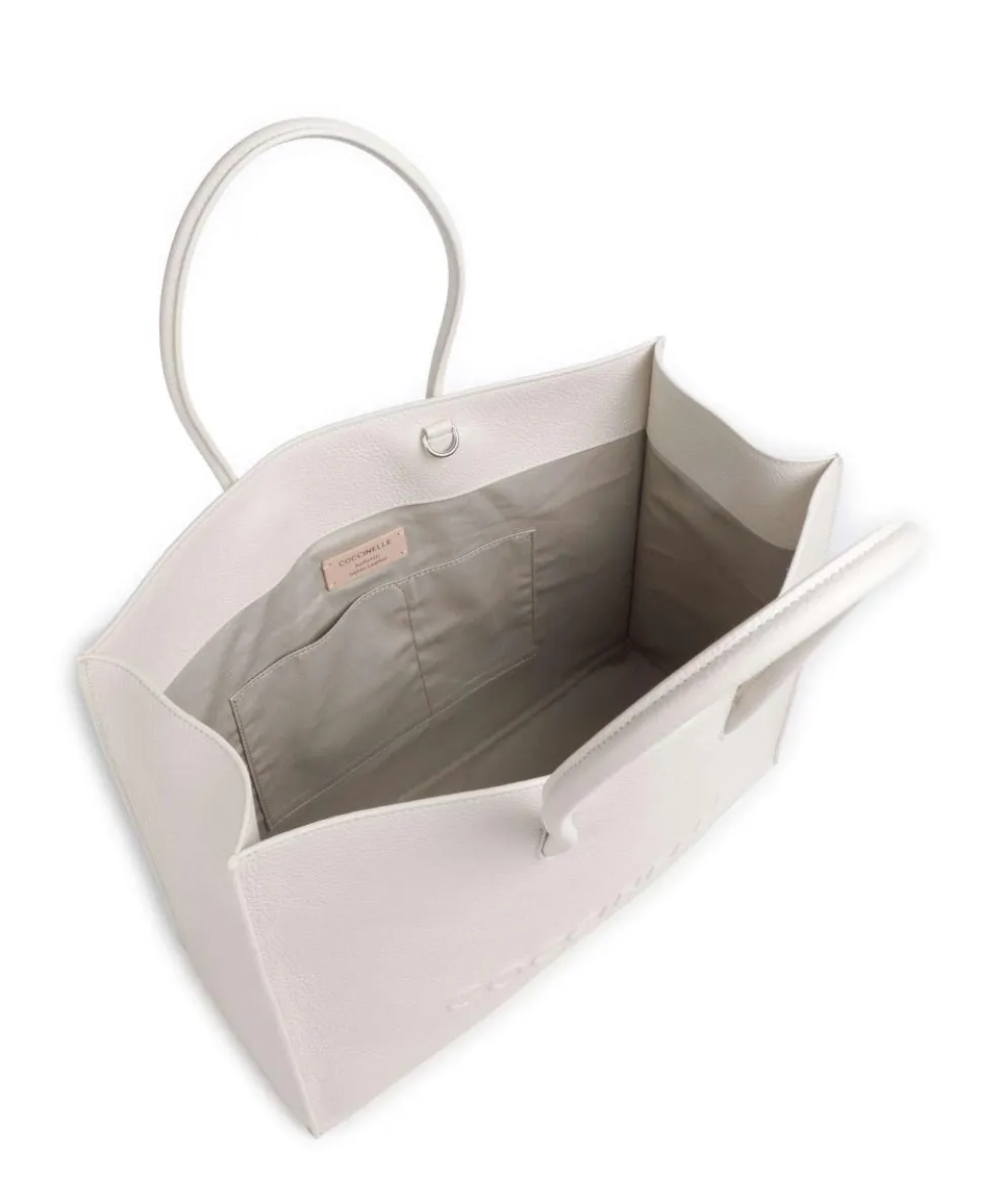 Myrtha Maxi Logo Tote bag grained cow leather white