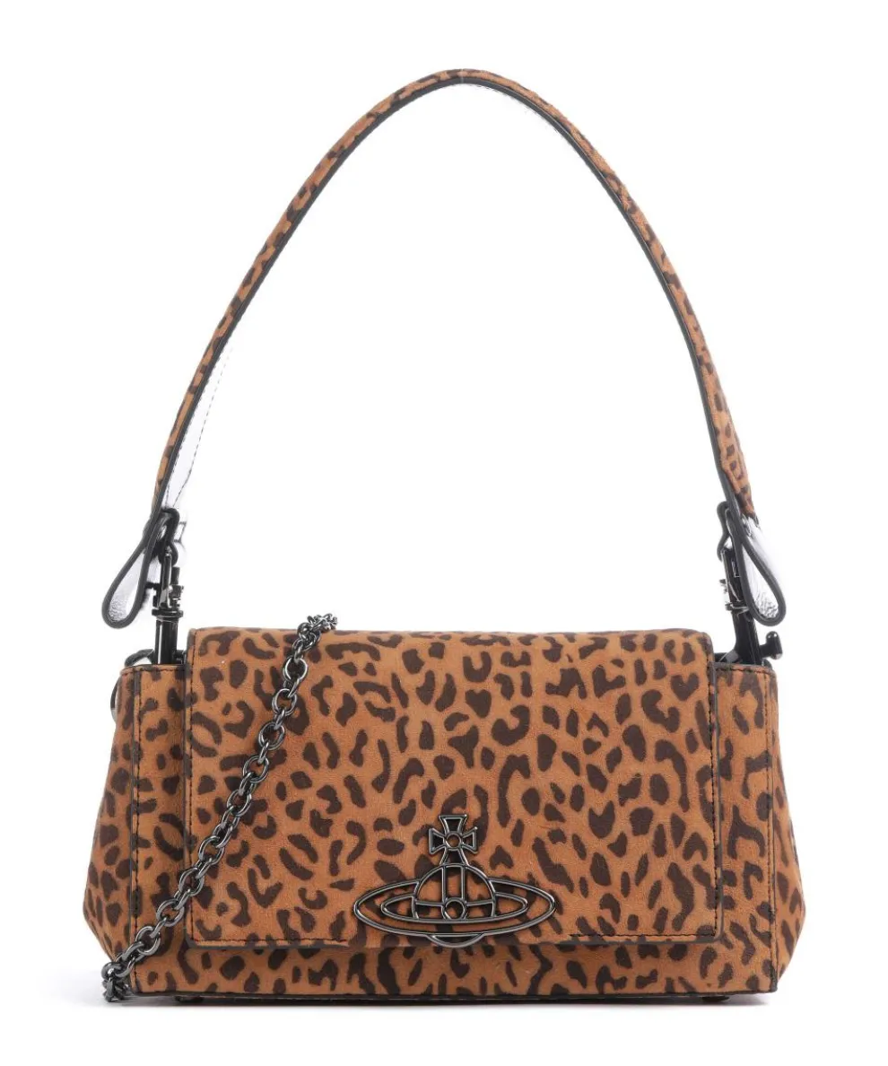 Hazel Suede Printed Medium Shoulder bag sheepskin leather brown
