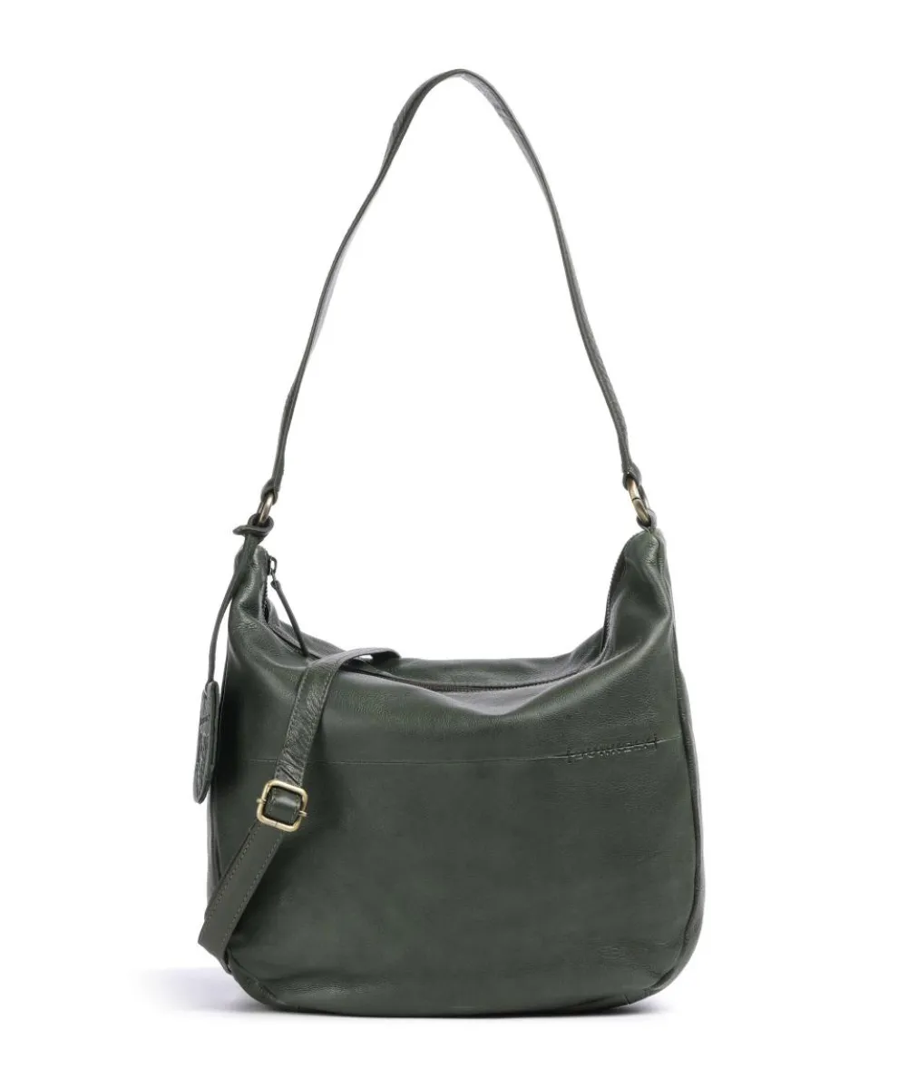 Natural Norah Hobo bag grained cow leather dark green