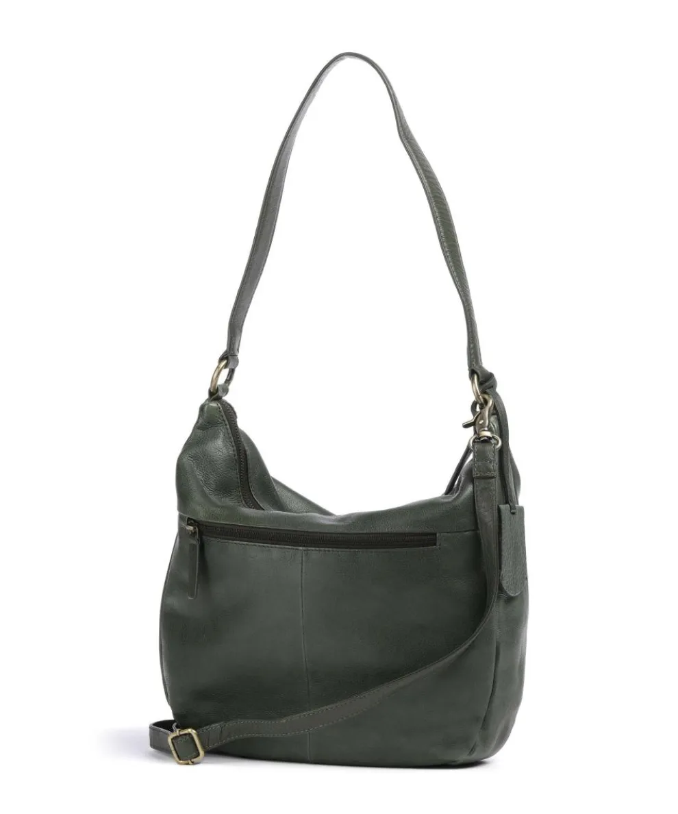 Natural Norah Hobo bag grained cow leather dark green