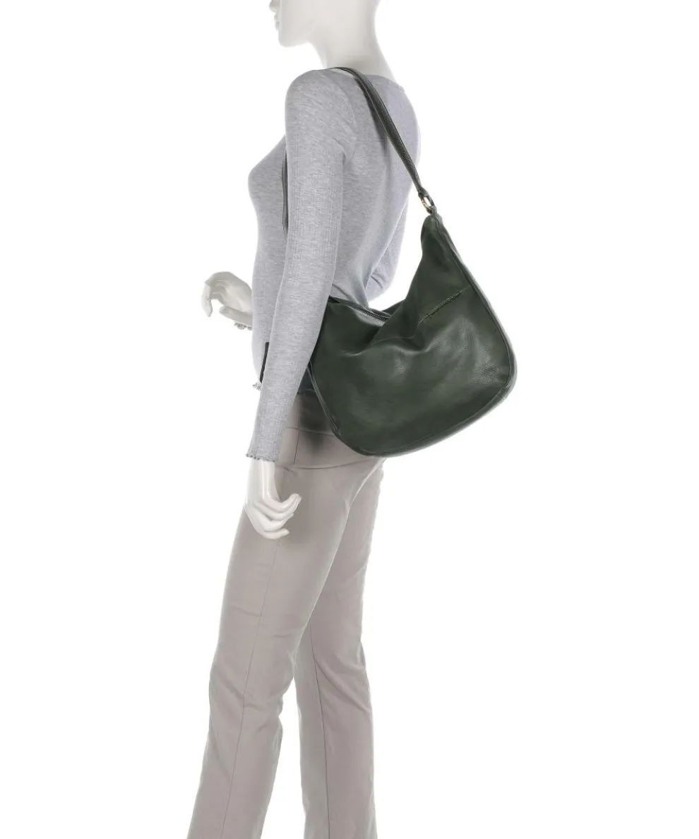 Natural Norah Hobo bag grained cow leather dark green
