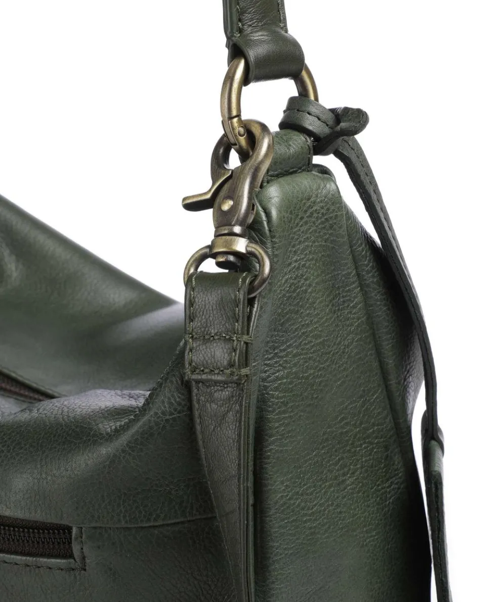 Natural Norah Hobo bag grained cow leather dark green