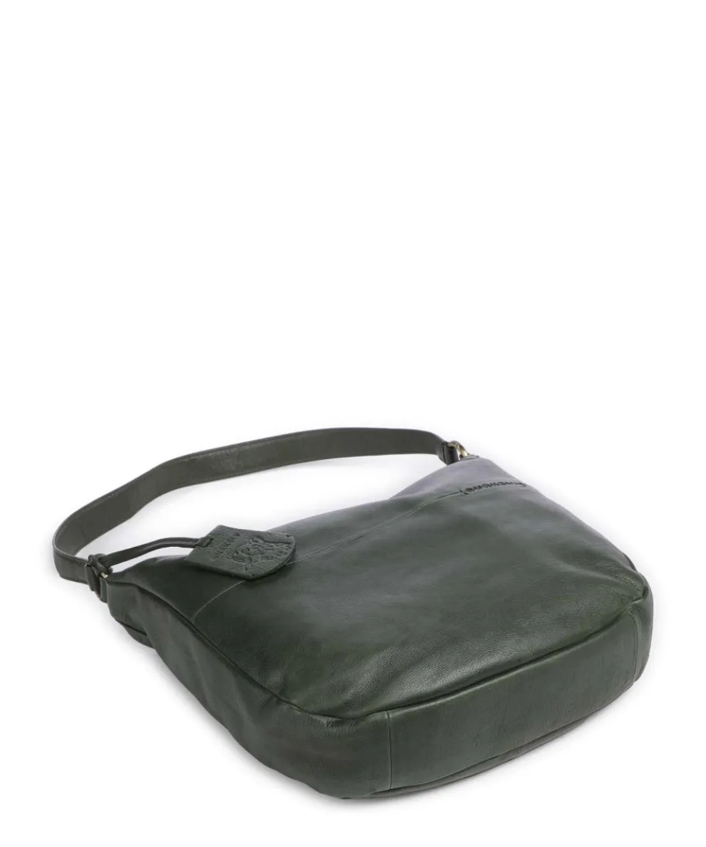 Natural Norah Hobo bag grained cow leather dark green