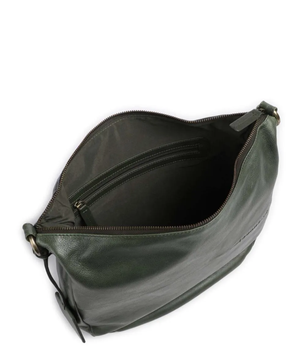 Natural Norah Hobo bag grained cow leather dark green