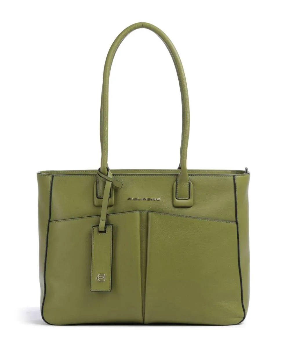 Nevet Tote bag 13″ fine grain cow leather olive-green