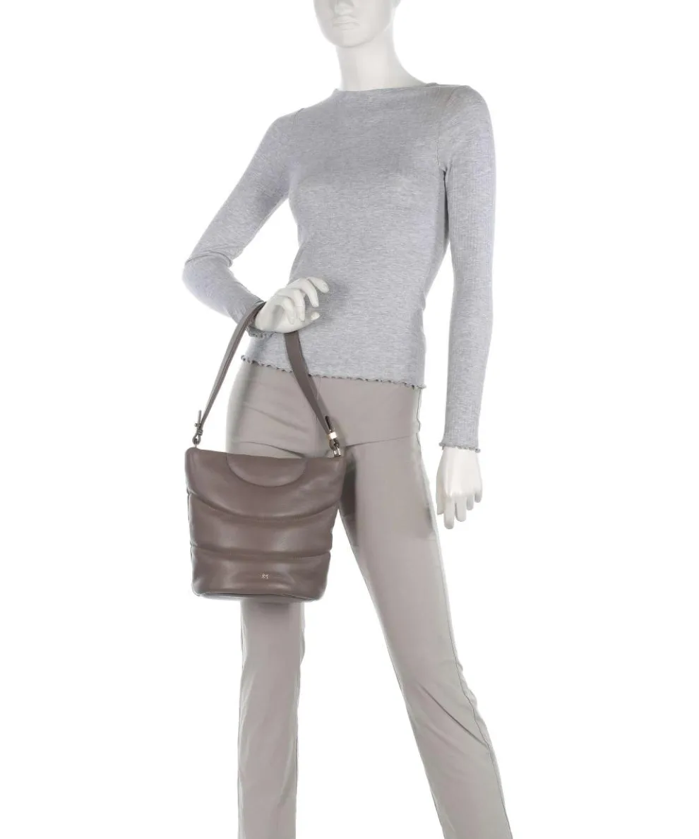 Barbara M. Bucket bag fine grain leather taupe