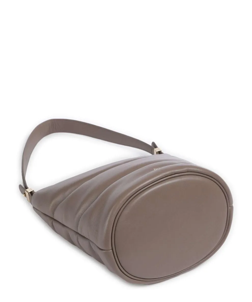 Barbara M. Bucket bag fine grain leather taupe