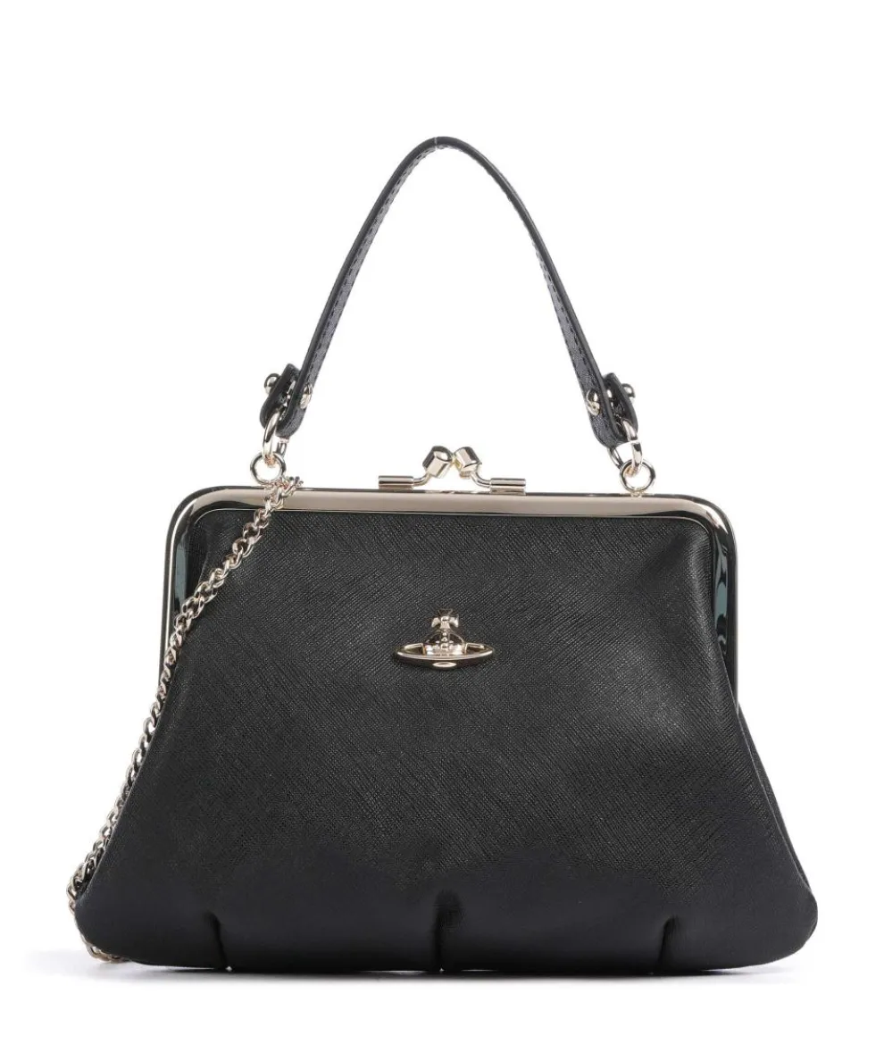 Granny Frame Saffiano Crossbody bag saffiano cow leather black