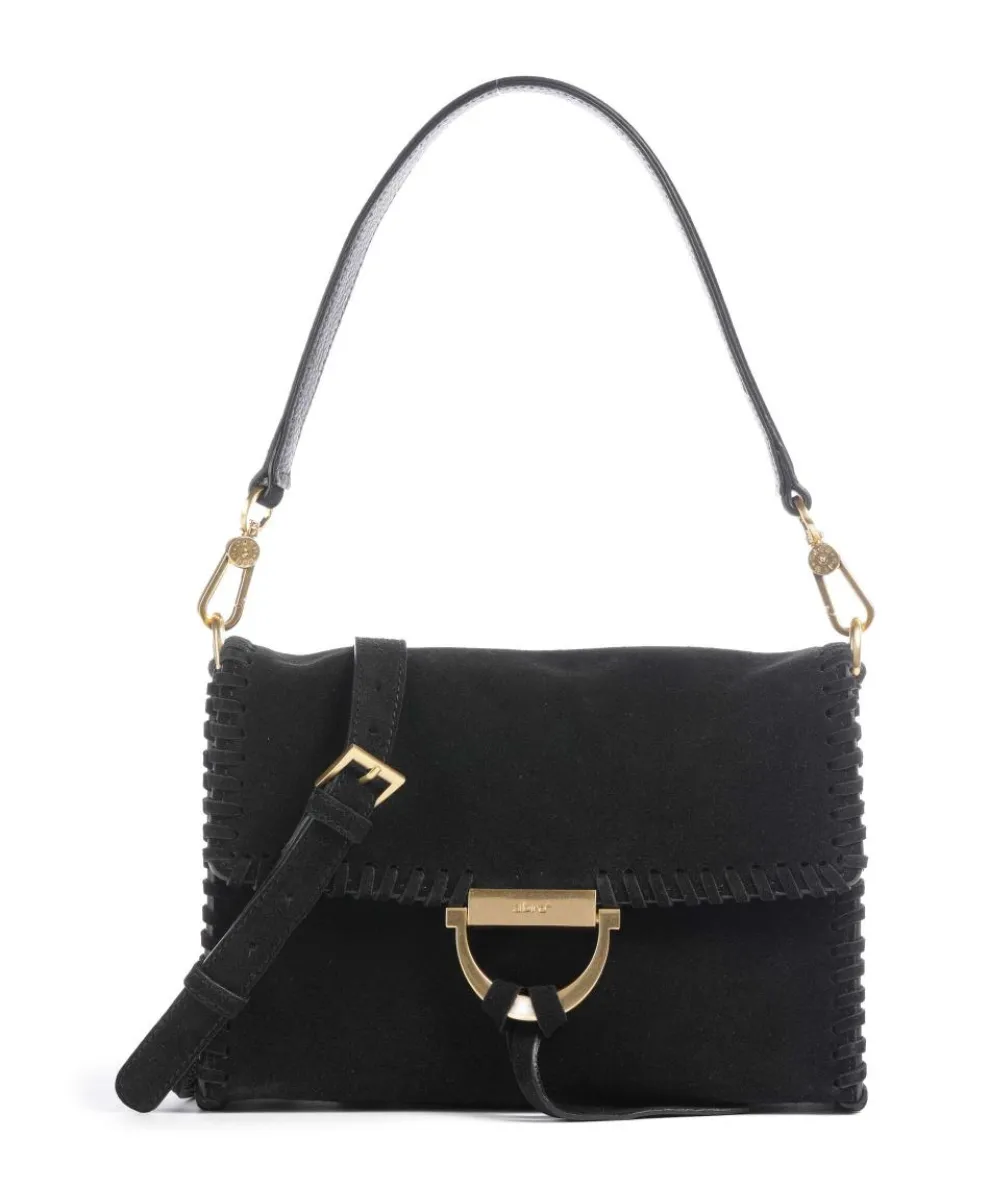 Suede Temi Stitch Shoulder bag brushed leather black