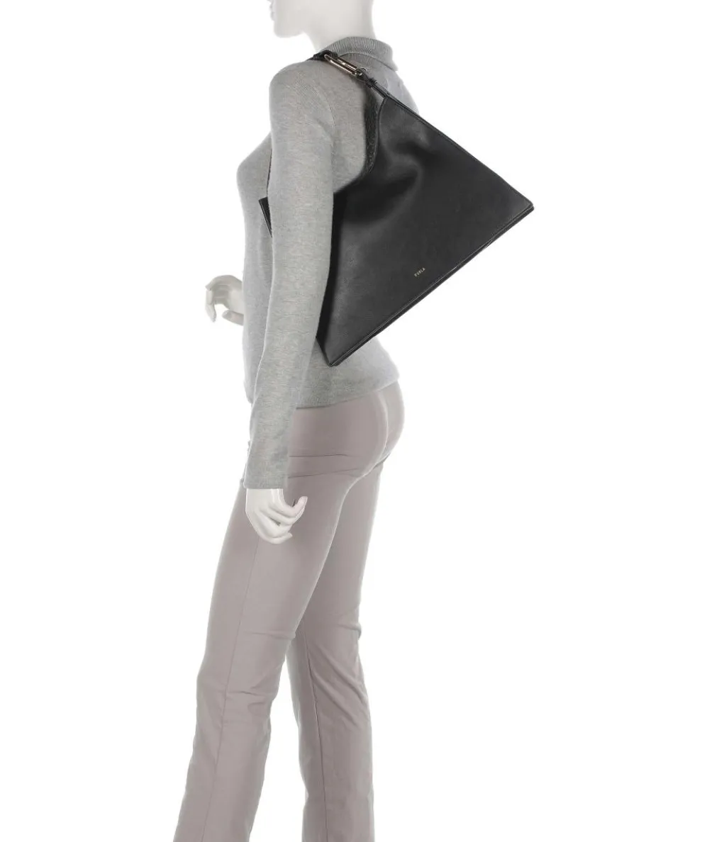 Nuvola L Hobo bag fine grain leather black