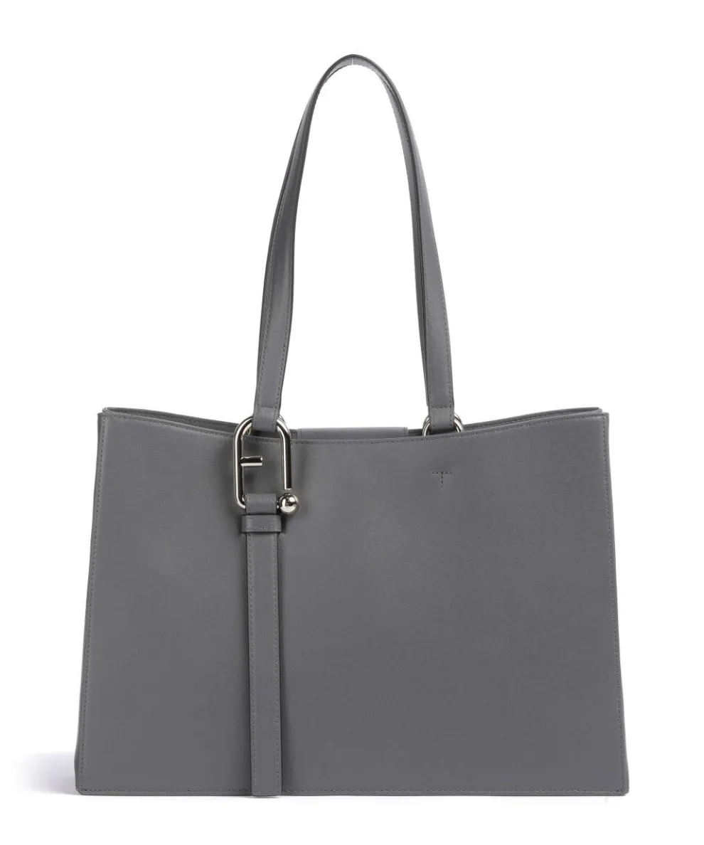 Nuvola L Tote bag fine grain leather dark grey