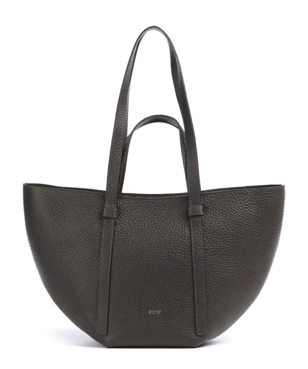 Tekla Cosmo Medium Tote bag grained leather dark brown