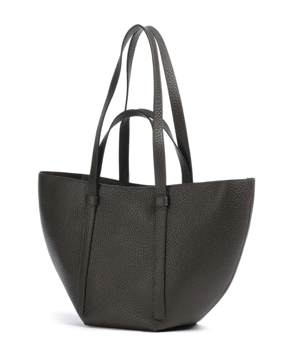 Tekla Cosmo Medium Tote bag grained leather dark brown