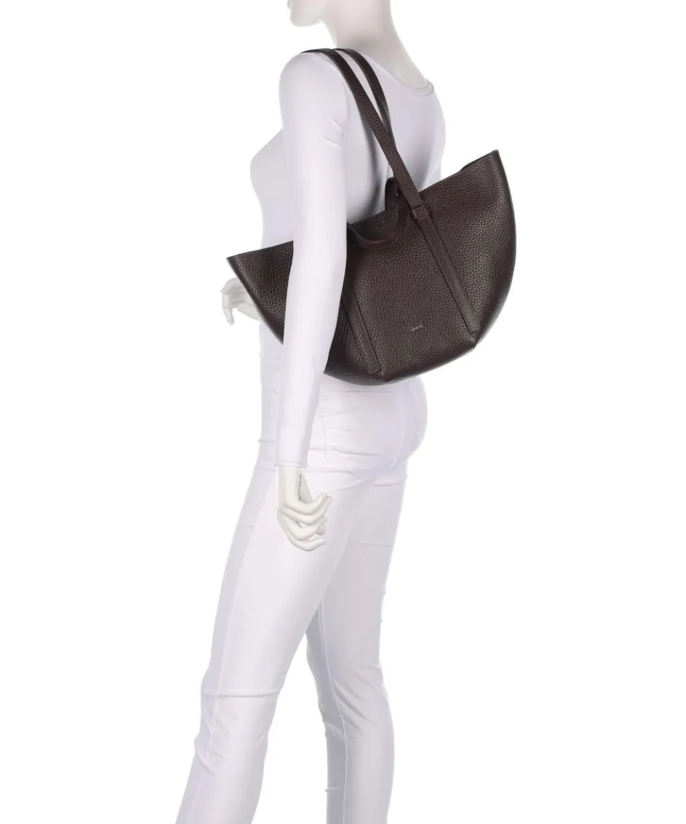 Tekla Cosmo Medium Tote bag grained leather dark brown