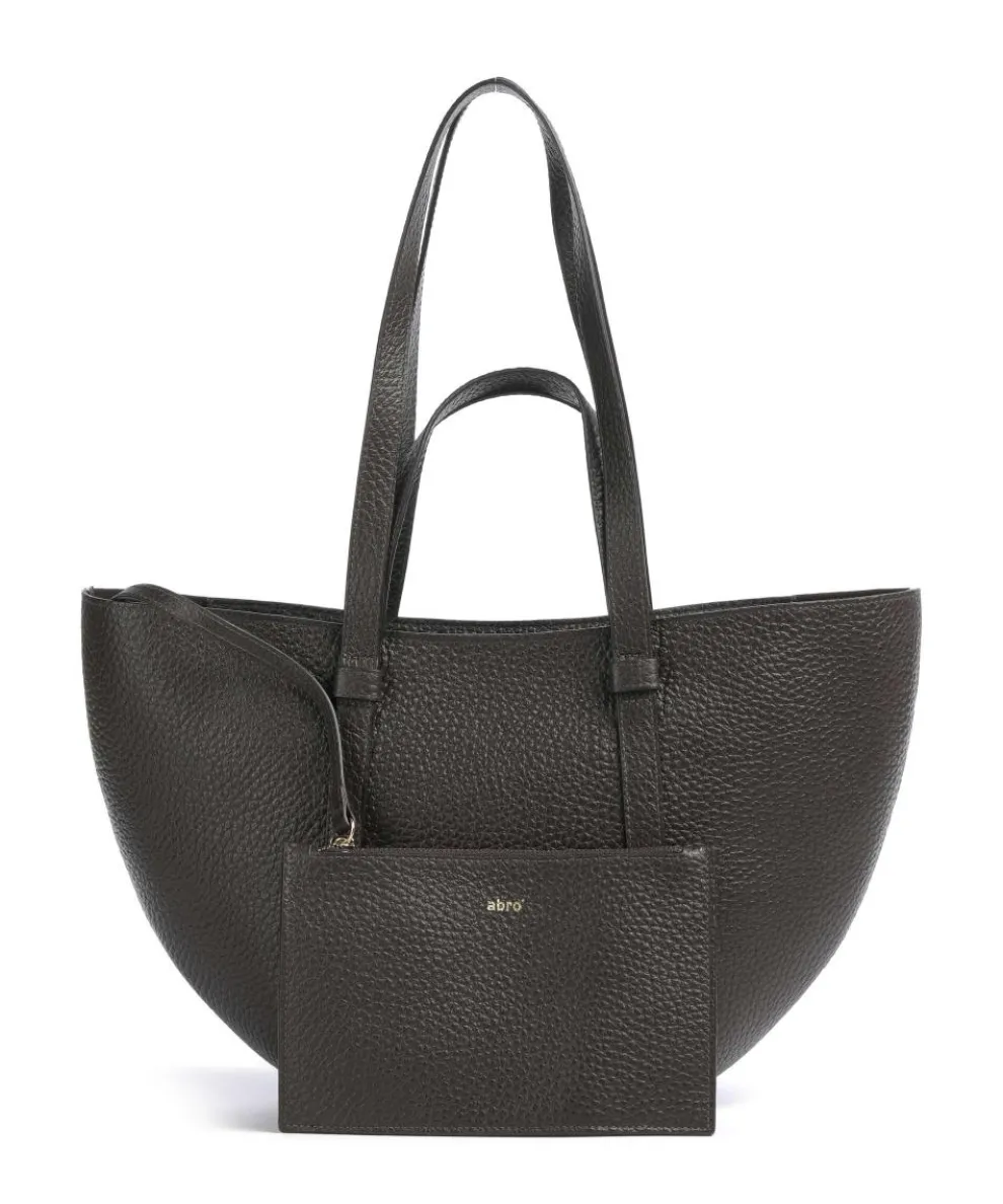 Tekla Cosmo Medium Tote bag grained leather dark brown