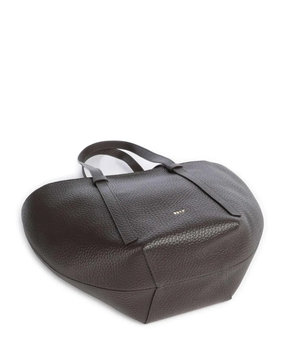 Tekla Cosmo Medium Tote bag grained leather dark brown