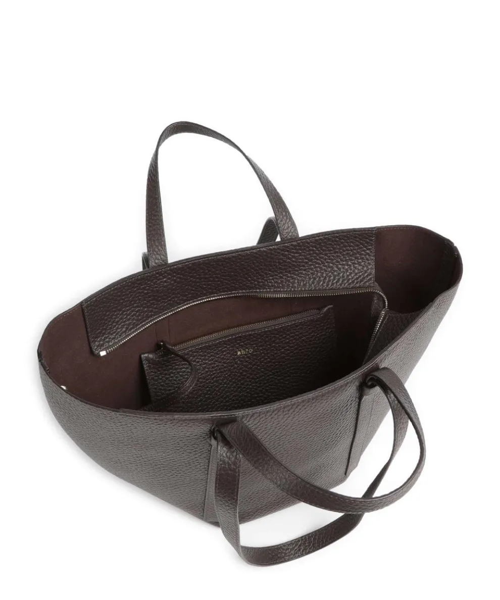 Tekla Cosmo Medium Tote bag grained leather dark brown