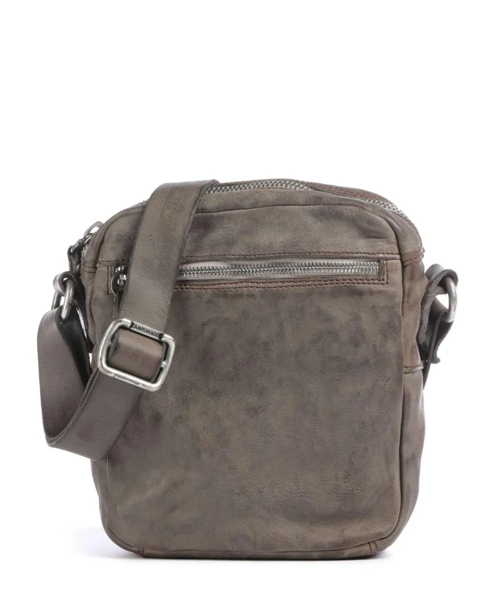 Crossbody bag fine grain cow leather grey