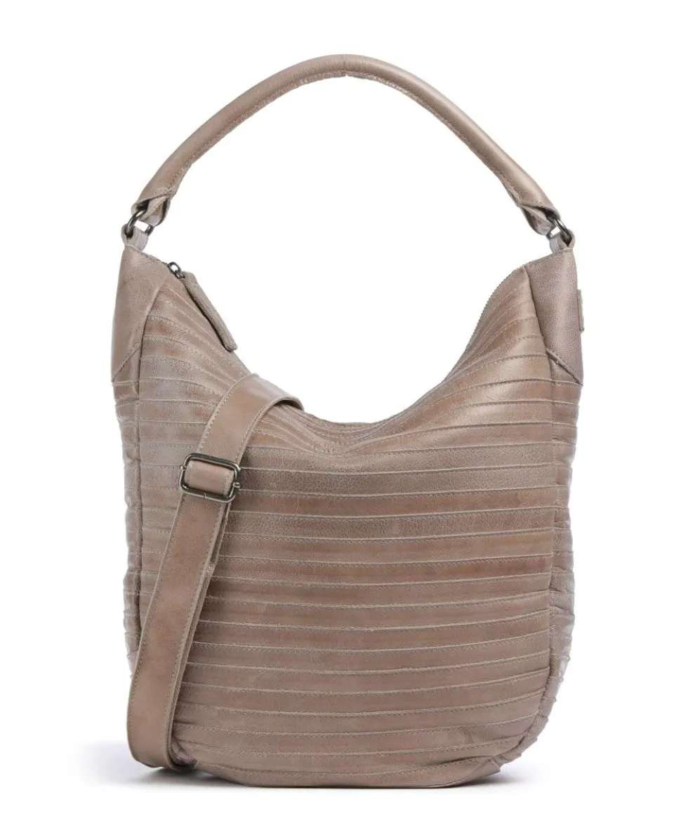 Bestseller Collection Gürteltier S Hobo bag grained leather taupe