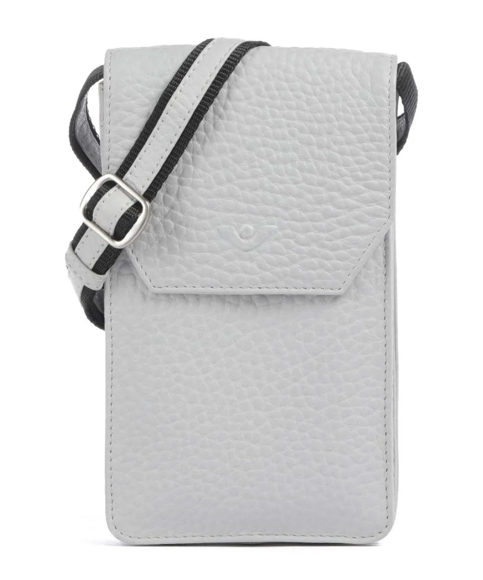 Hirsch Magda Phone bag grained leather light grey