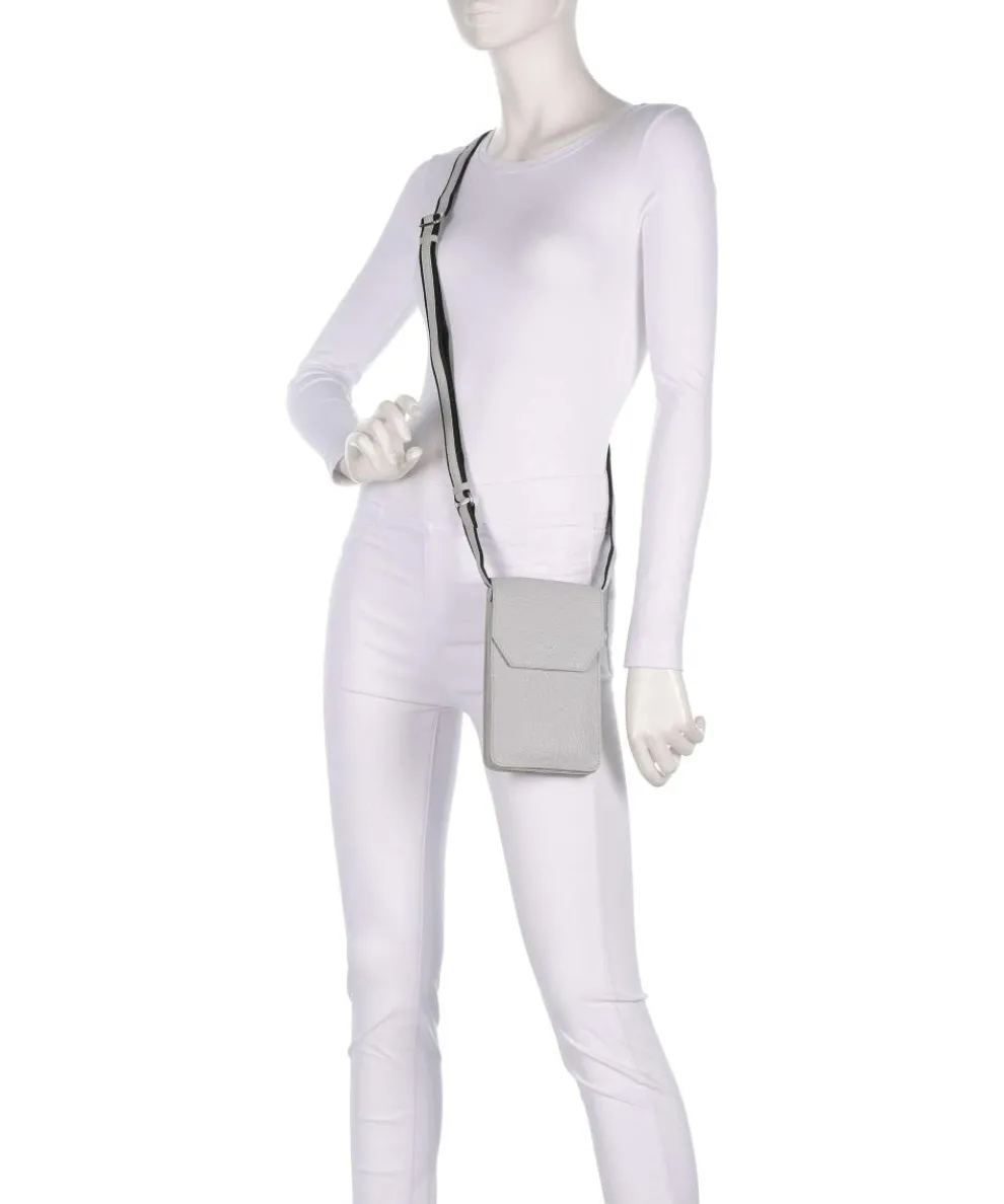Hirsch Magda Phone bag grained leather light grey