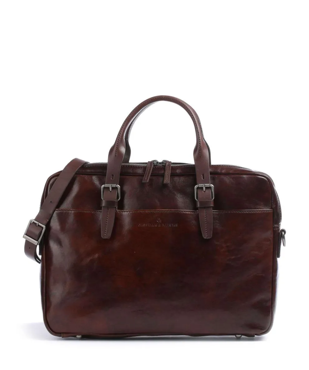 Rien RFID Briefcase 15″ fine grain cow leather cognac