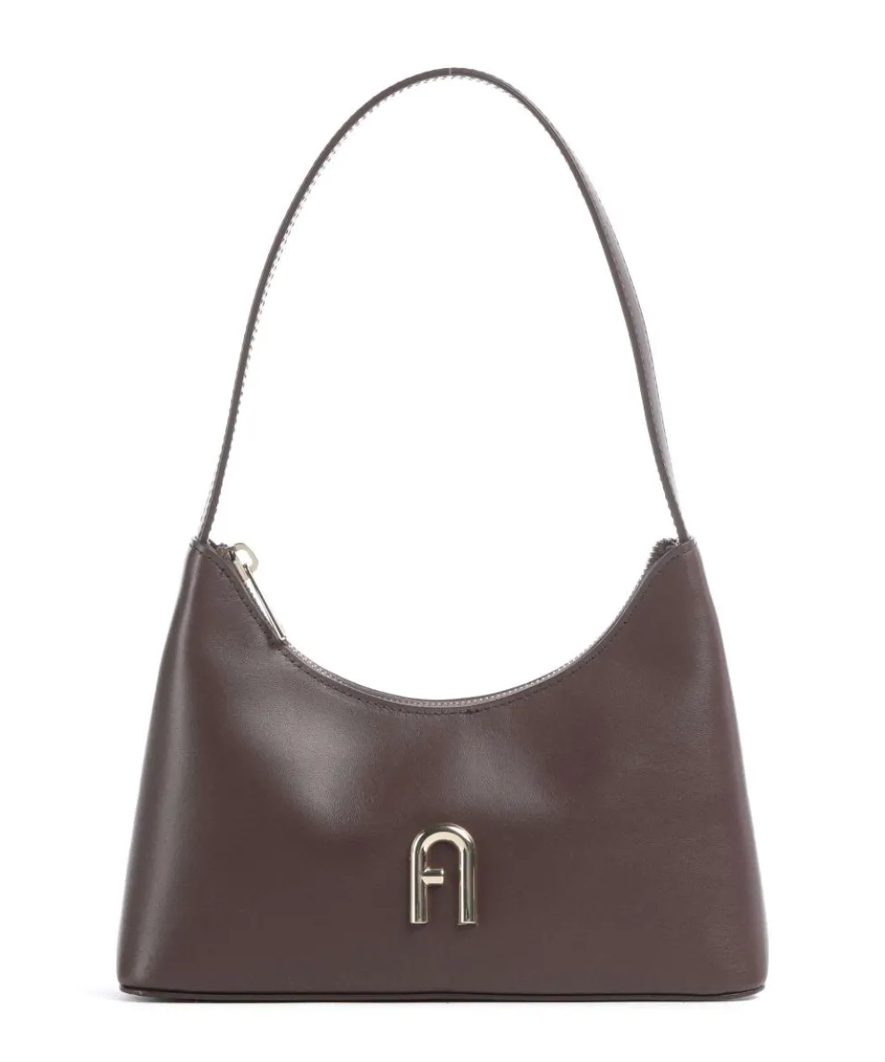 Diamante Mini Shoulder bag fine grain leather dark brown