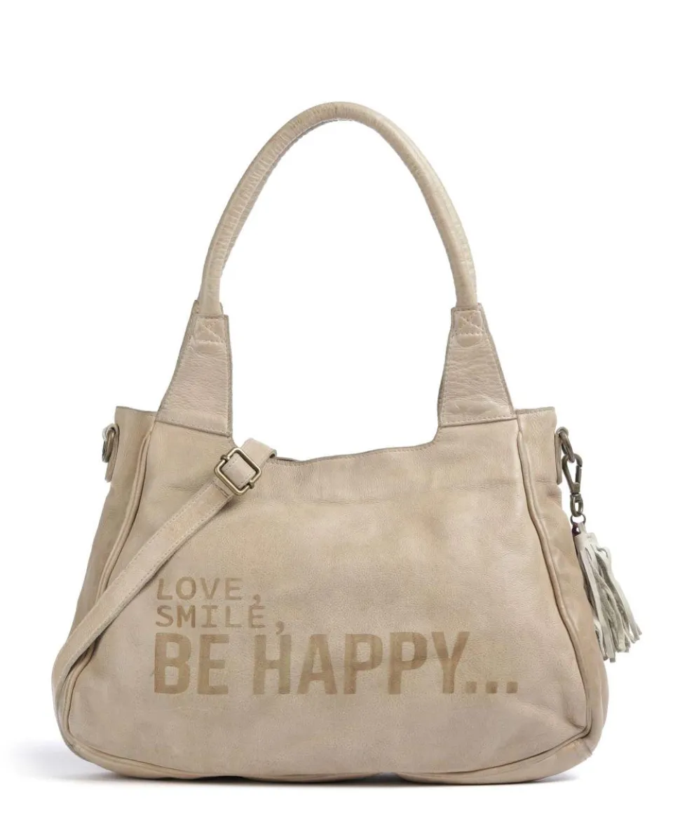 Glücksbrücke 3 Shoulder bag grained cow leather beige
