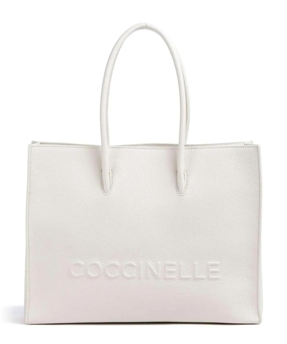 Myrtha Maxi Logo Tote bag grained leather white