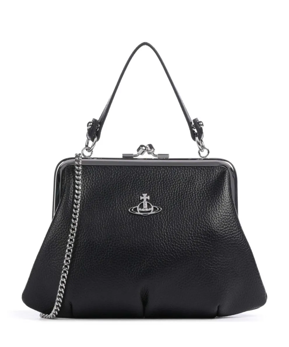 Granny Frame Grain Crossbody bag imitation leather black
