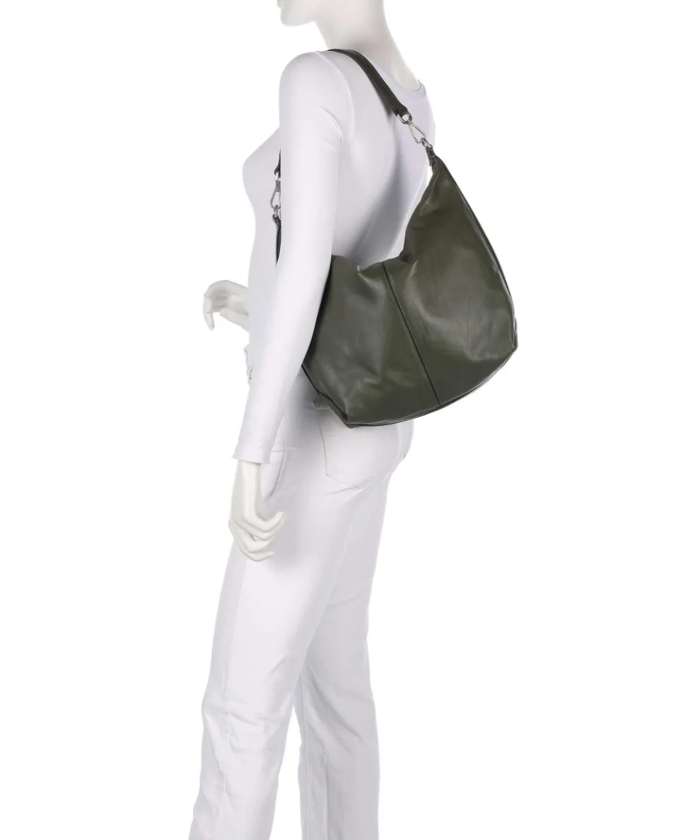 Paris Sheep Natural Hobo bag sheepskin leather dark green