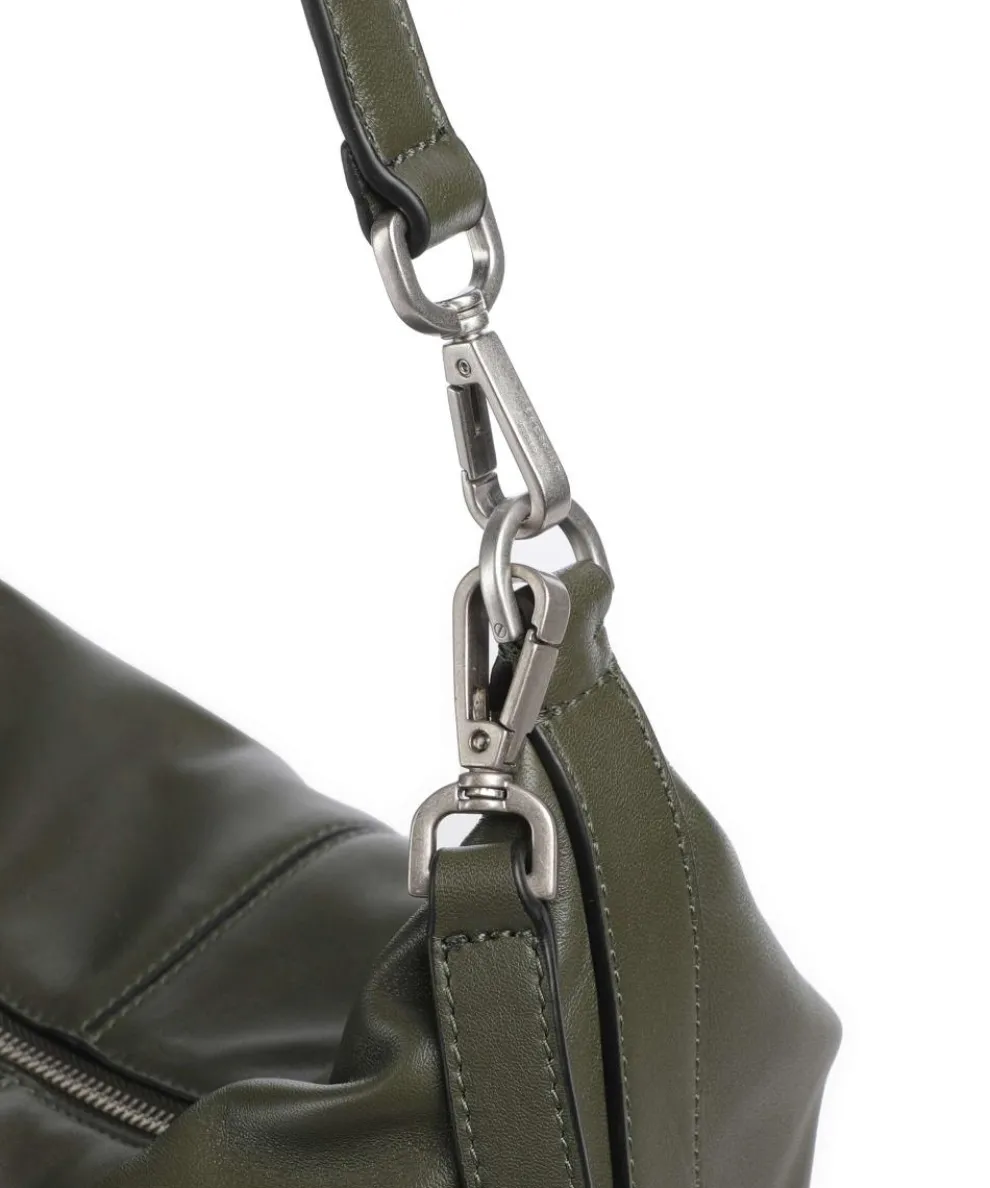 Paris Sheep Natural Hobo bag sheepskin leather dark green