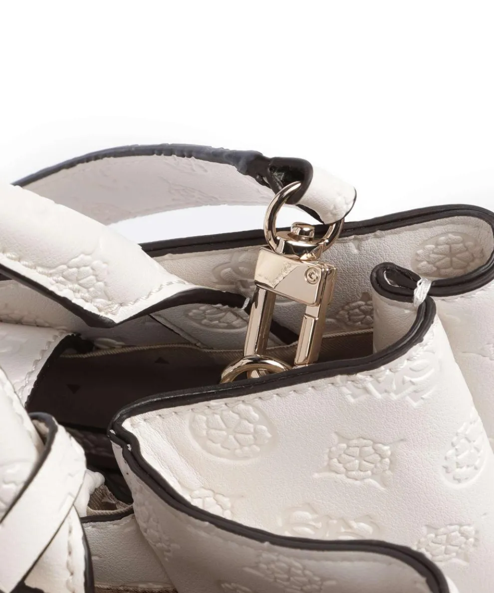 Phoebe Peony Debossed Handbag imitation leather ivory