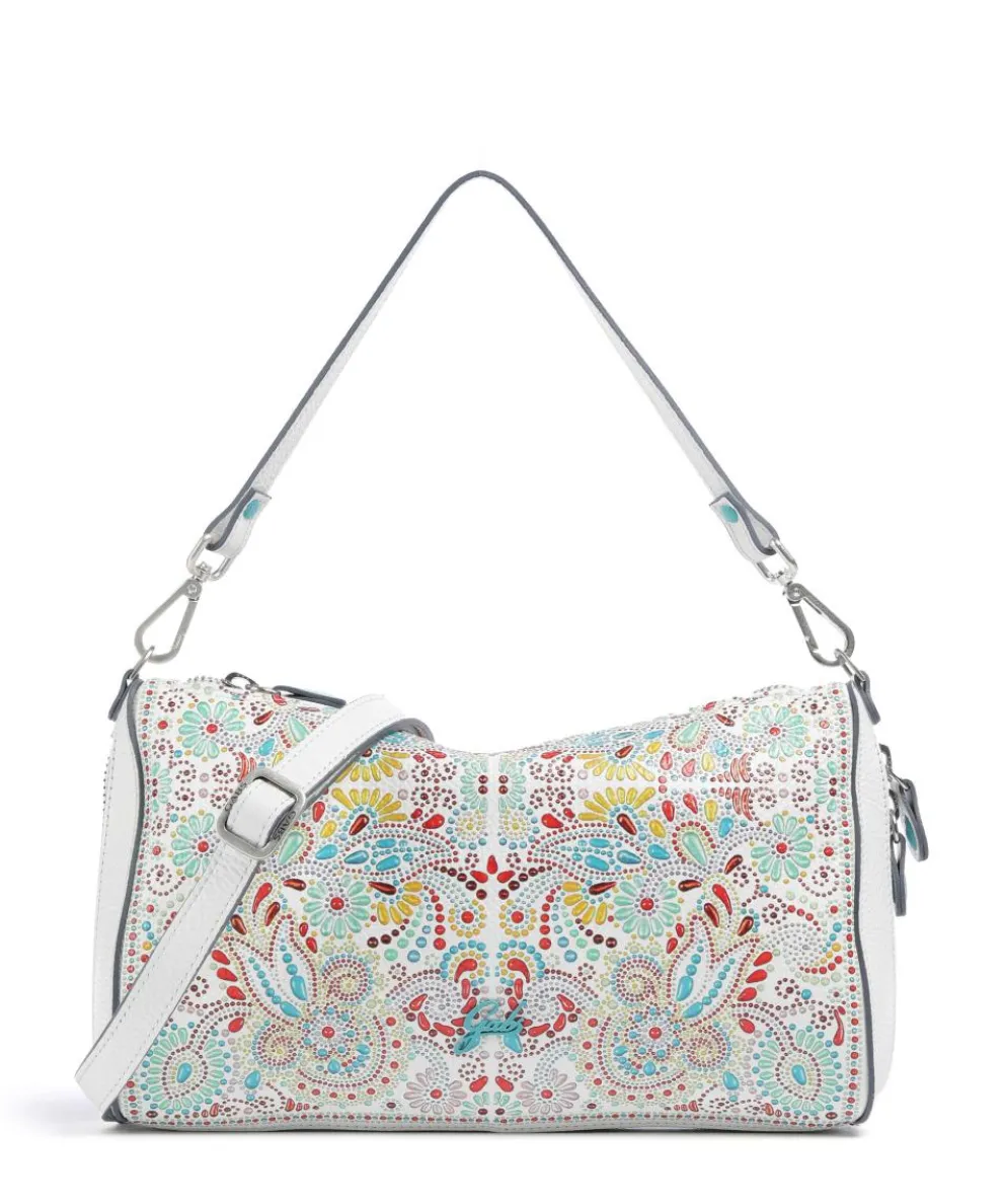 Phoenix Maioliche Pepita Shoulder bag grained calfskin white