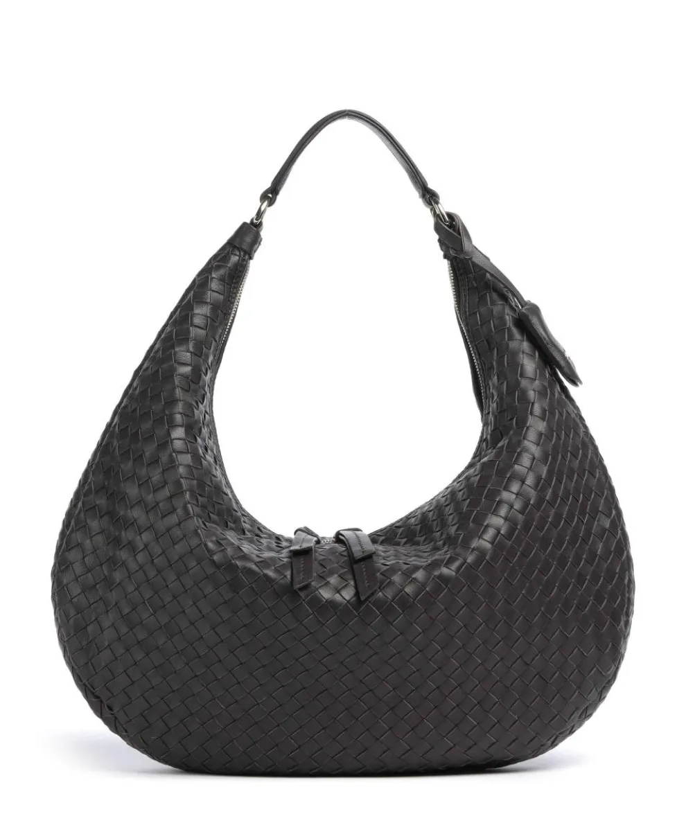 Piuma Nana Hobo bag fine grain leather dark brown