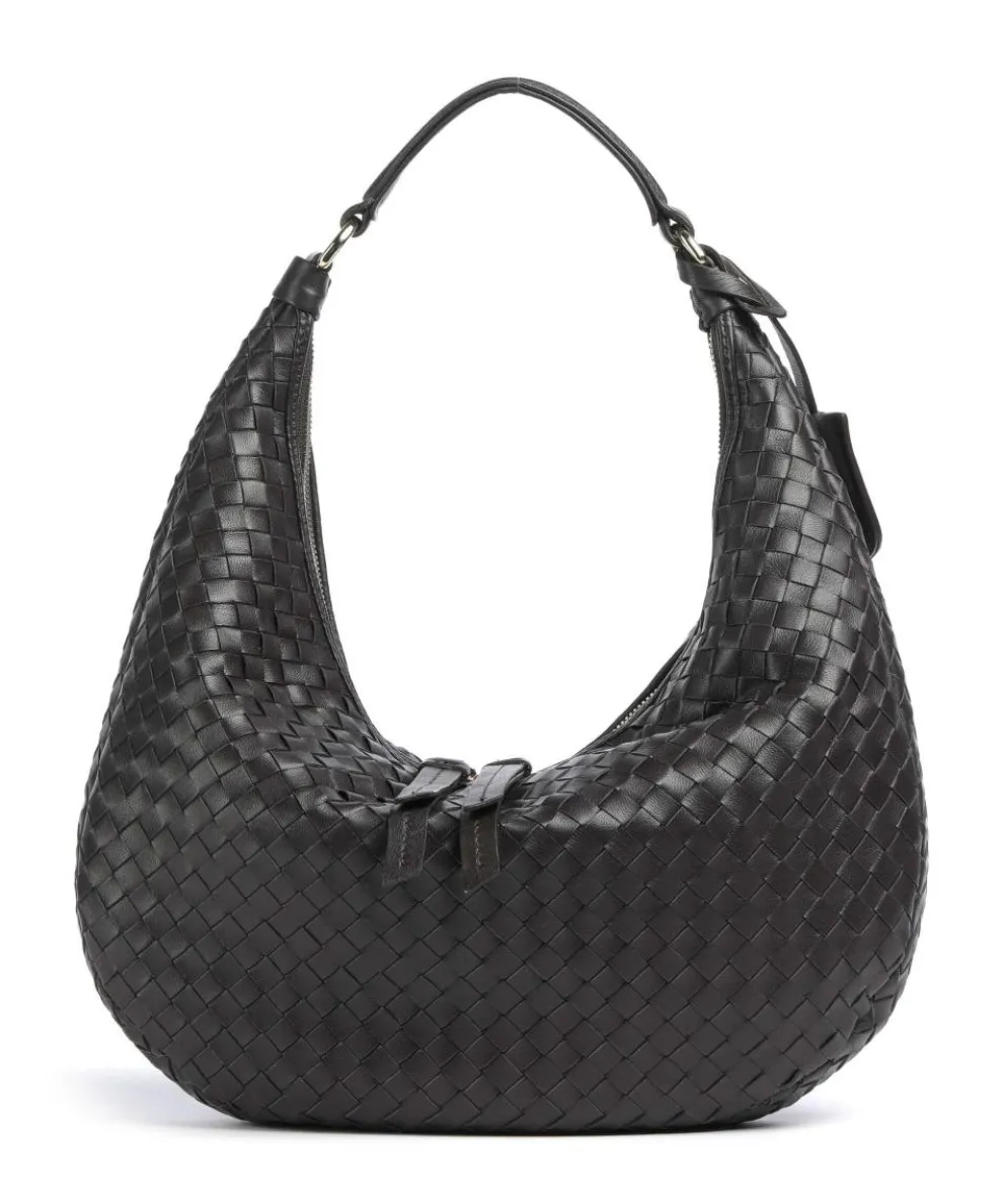 Piuma Nana Small Hobo bag fine grain leather dark brown