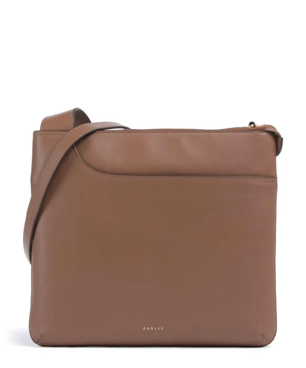 Pockets Large Crossbody bag fine grain leather brown