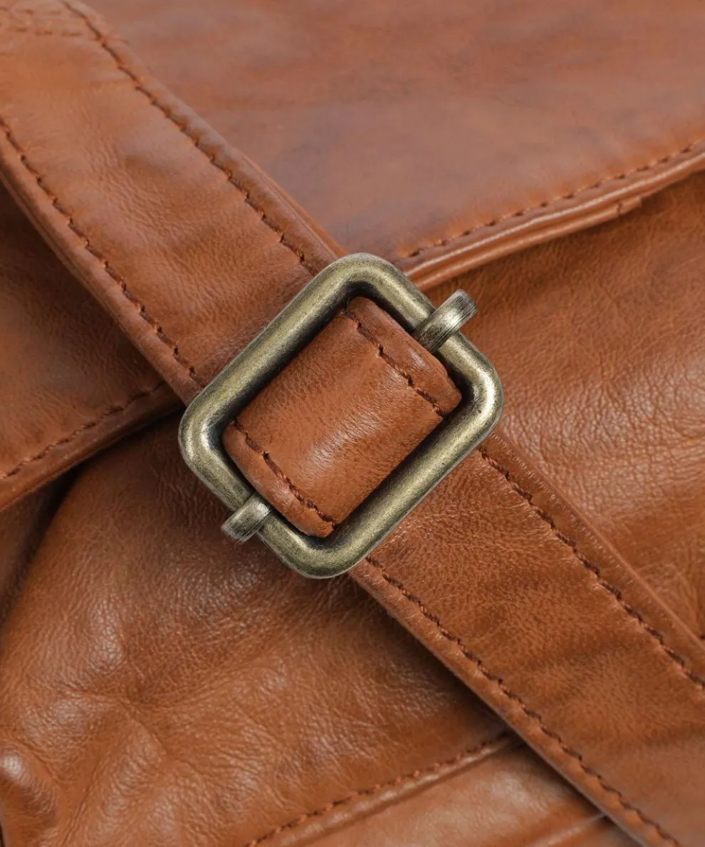 Power Field Crossbody bag sheepskin leather cognac