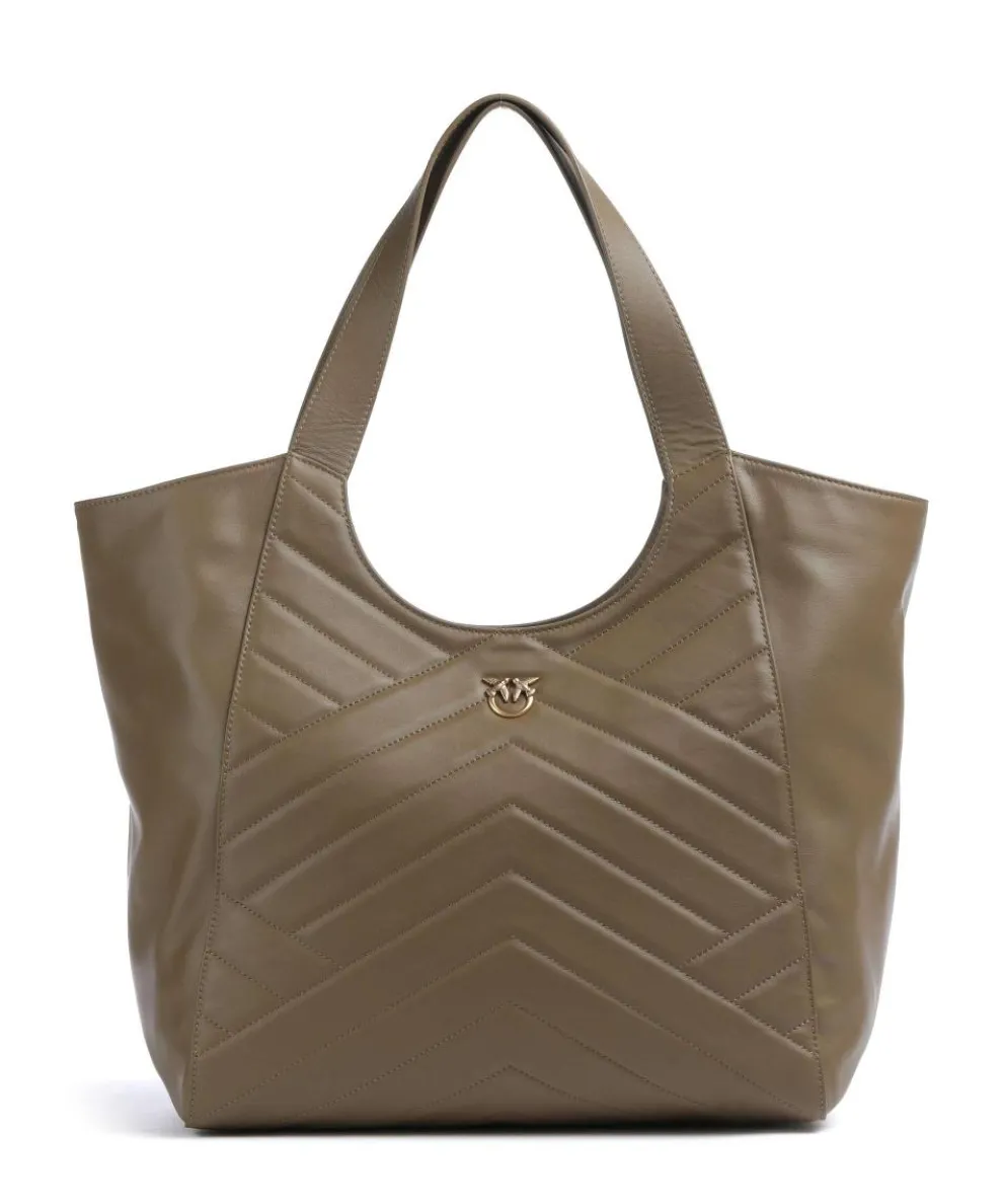 Puzzle Tote bag fine grain cow leather olive-green