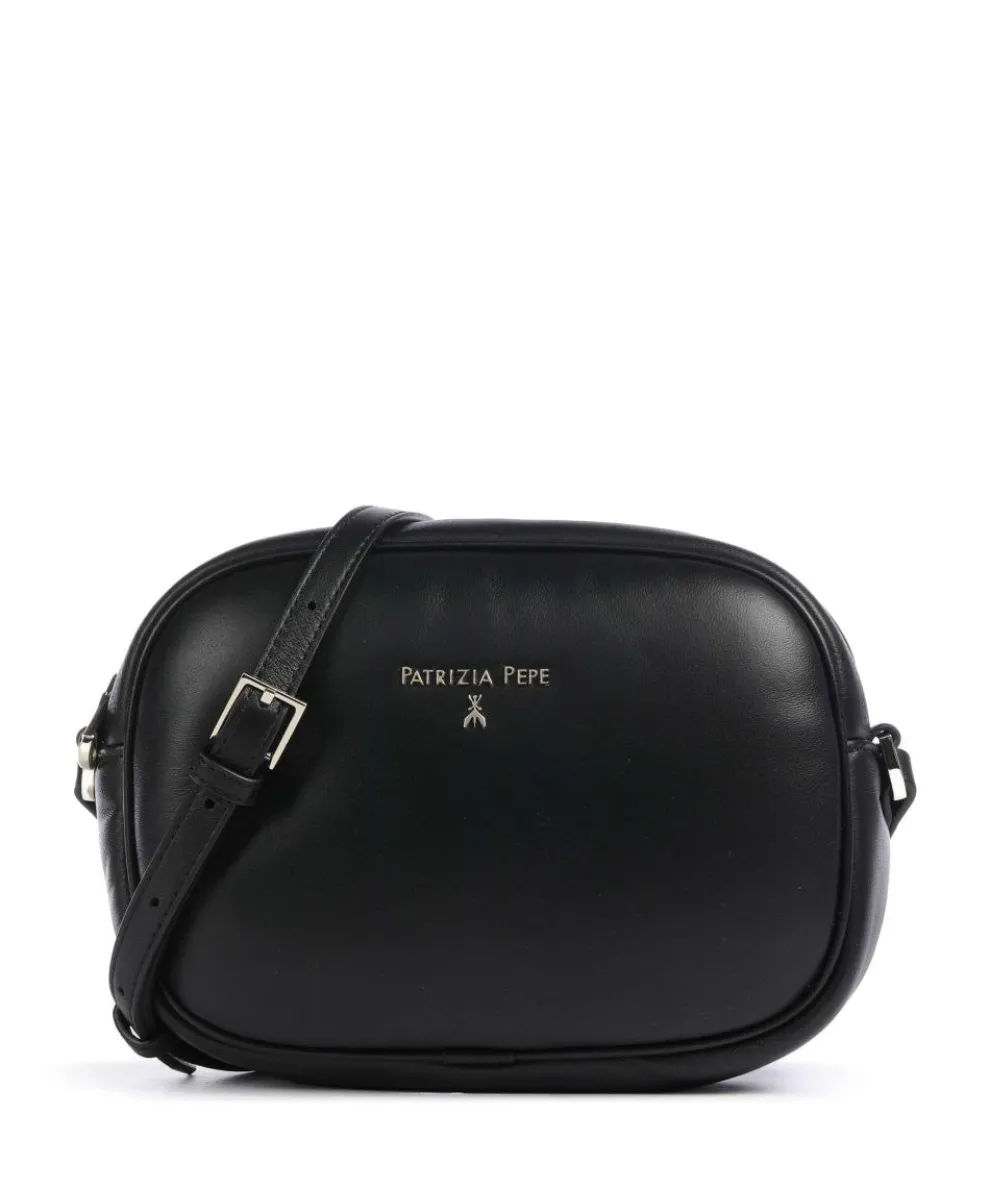 Crossbody bag sheepskin leather black