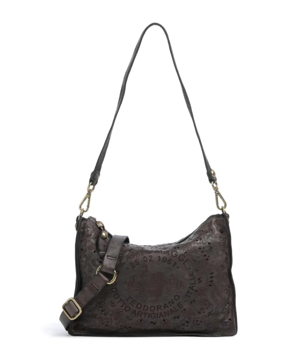 Shoulder bag fine grain cow leather dark grey