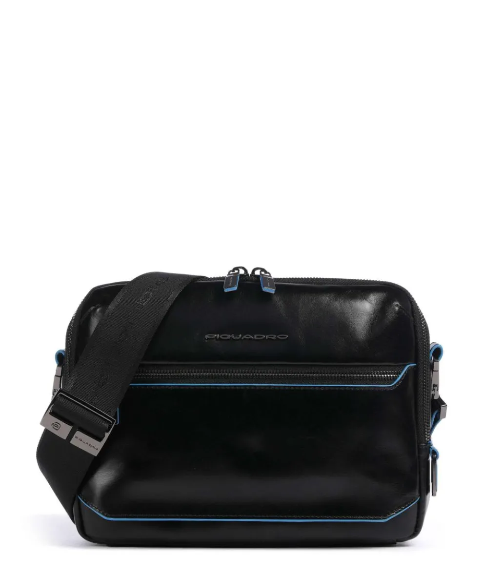 Blue Square Crossbody bag fine grain cow leather black