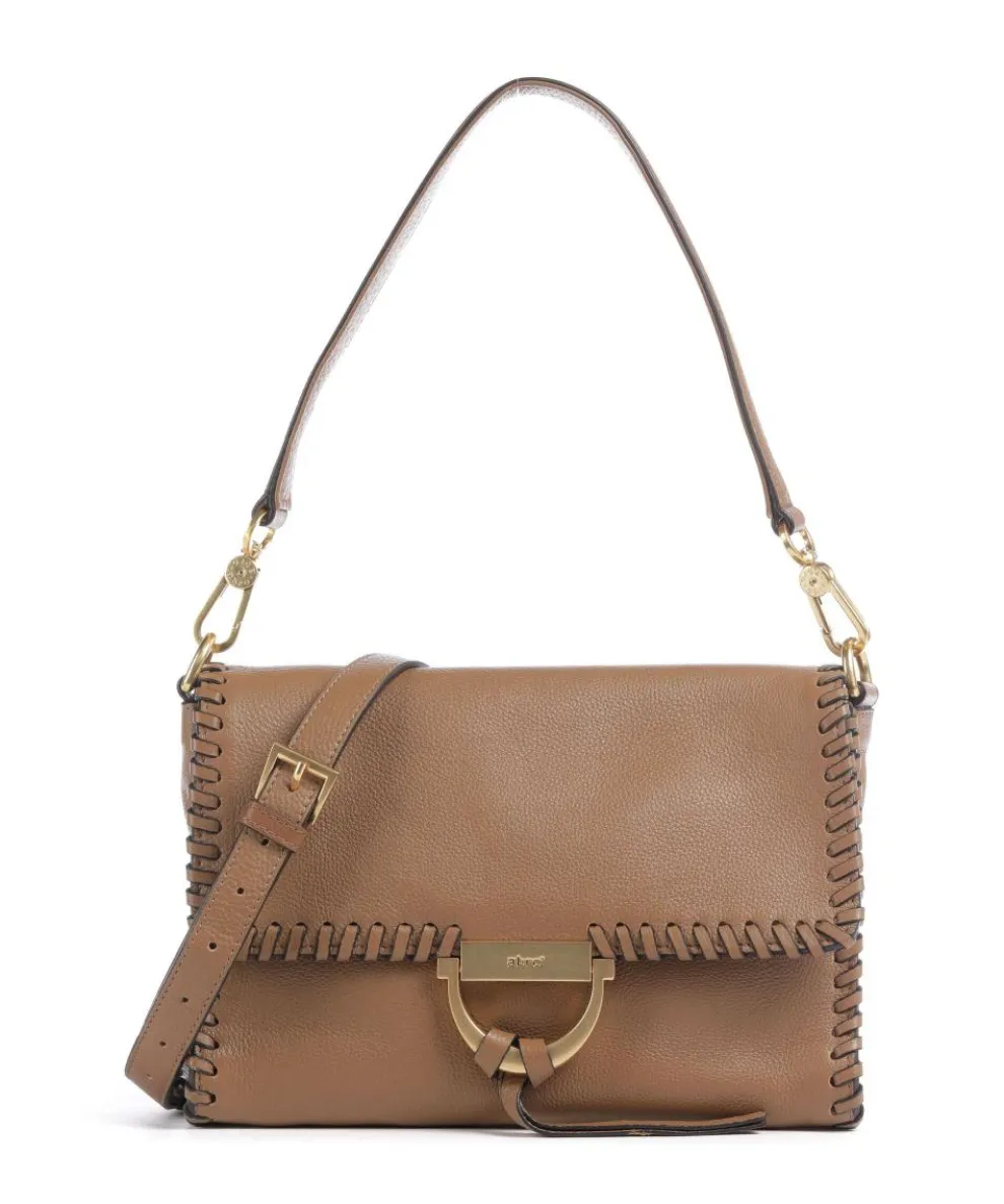 Dalia Temi Stitch Shoulder bag grained leather cognac